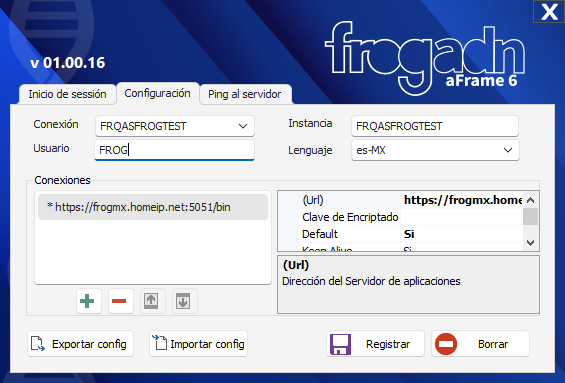 FrogADN boot client aFrame 6, configuración 